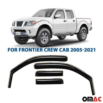 Clim Art Wind Deflectors for Nissan Frontier 2005-2021 Crew Cab Shatterproof 4x