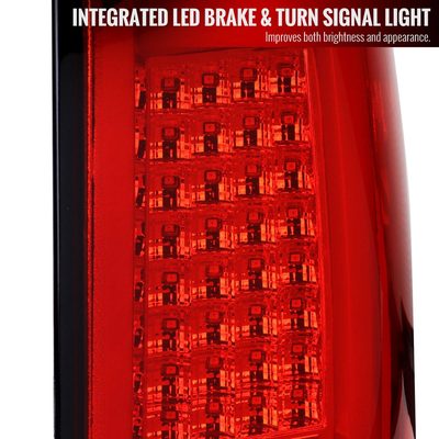 2004-2015 Nissan Titan LED Tail Lights with White LED Tube Chrome/Red Lens