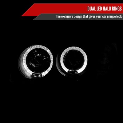 2004-2006 Nissan Sentra Dual Halo Projector Headlights Matte Black/Clear Lens