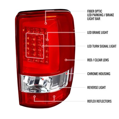 2000-2006 Chevy Suburban/Tahoe/Yukon/Yukon XL LED C Bar Tail Lights Chrome/Red