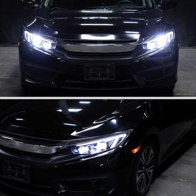 For Honda Civic 2016-2021 Full LED Projector Headlights Sequential DRL Matte Black Clear Lens