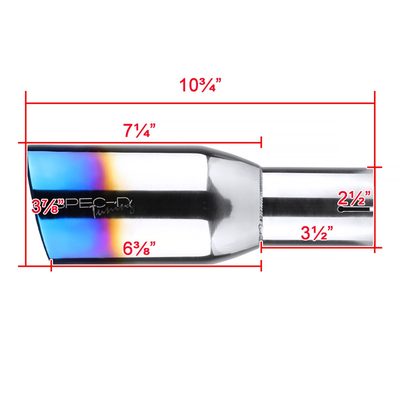 Universal 2.5" Inlet/3.875" Outlet Chrome Steel Angled Burnt Blue Exhaust Tips