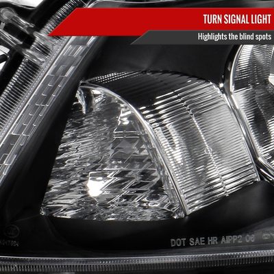 2008-2012 Honda Accord Sedan Factory Crystal Headlights Amber Reflector Black