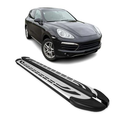 2011-2018 Porsche Cayenne Running Boards Side Steps Silver & Black