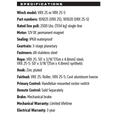 Winch Warn VRX 25 Powersports (Cuerda de Acero)