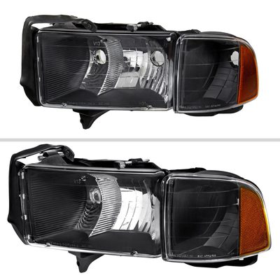 1999-2001 Dodge RAM 1500 Sport Factory Headlights & Corner Lights Black/Clear