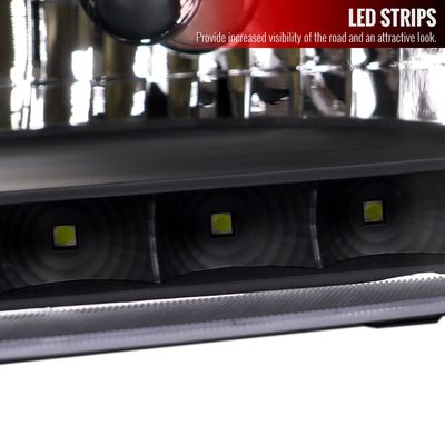 1999-2004 Ford F-250/350/450/550/Excursion Factory Headlights LED Light Black
