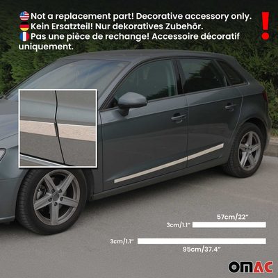 Chrome Side Door Streamer Guard Stainless Steel Silver 4 Pc Stainless