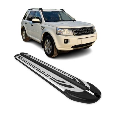 2008-2015 Land Rover LR2 Running Boards Side Steps Silver & Black
