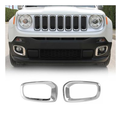 2015-2018 Jeep Renegade Fog Light Lamp Bezel Cover Steel Silver 2 Pcs