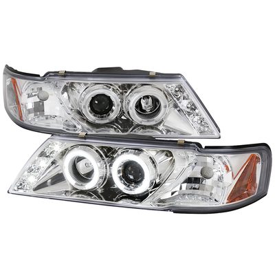 1995-1999 Nissan Sentra/200SX Dual Halo Projector Headlights Chrome/Clear Lens