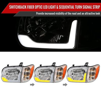 2005-2006 Toyota Tundra/Sequoia LED Bar Factory Headlights Corner Lamps Chrome