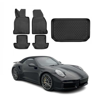 2020-2024 Porsche 911 Coupe Floor Mats & Cargo Liner Full Set All Weather Black