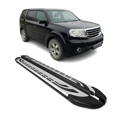 2009-2015 Honda Pilot Running Boards Side Steps Silver & Black