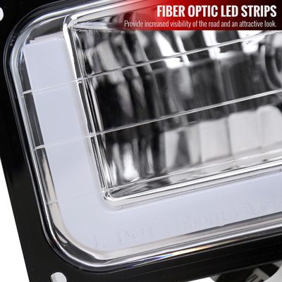 1988-1993 Chevy C10 C/K Sierra Tahoe LED Tube Factory Headlights Chrome