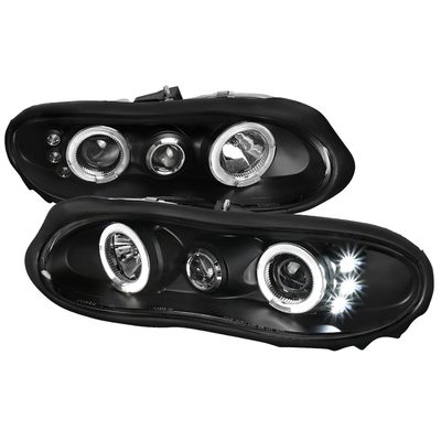 1998-2002 Chevy Camaro Dual Halo Projector Headlights Matte Black/Clear Lens