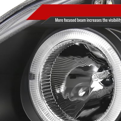 1999-2000 Honda Civic Dual Halo Projector Headlights Matte Black/Clear Lens