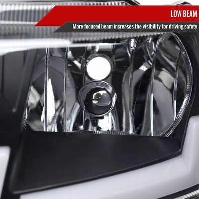 1999-2004 Jeep Grand Cherokee Factory Dual LED Bar Headlights Matt Black/Clear