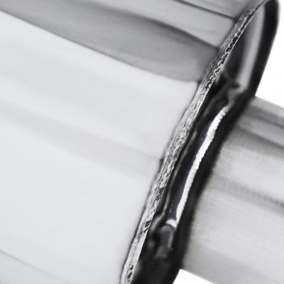 Universal 3" Inlet/4" Outlet Steel Spiral Flow Exhaust Muffler Burnt Tip
