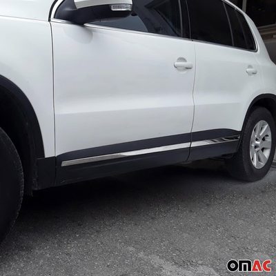 2012-2017 VW Tiguan Side Door Molding Trim Skirt Garnish Stainless Steel Silver 4 Pcs