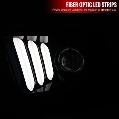 2005-2009 Ford Mustang LED Bar Projector Headlights Jet Black/Clear Lens
