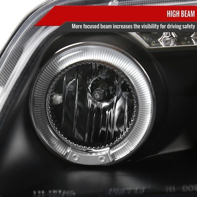 2004-2008 Chevy Aveo Dual Halo Projector Headlights Matte Black/Clear Lens