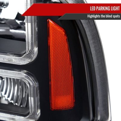 1999-2004 Ford F-250/350/450/550/Excursion Headlights Dual LED C-Bar Black