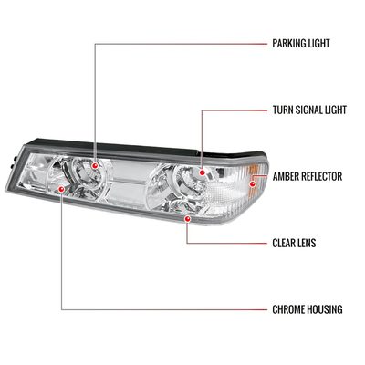 2004-2012 Chevy Colorado GMC Canyon Corner Lights Chrome Housing/Clear Lens