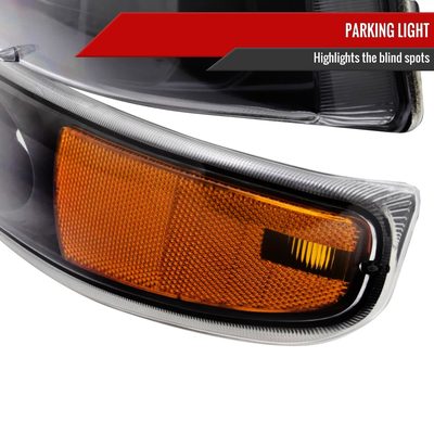 1999-2002 Chevy Silverado/ Tahoe/Suburban Factory Headlights Bumper Black