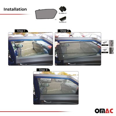 2006-2011 Honda Civic Side Rear Window Curtain Mesh Black 2Pcs