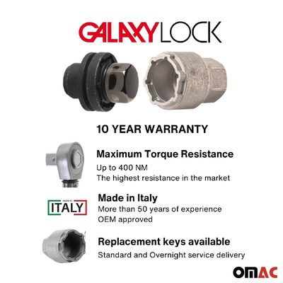 Wheel Lock Kit for Toyota Yaris 2010-2020 M12X1,5 Chromed Black 4Locks & 1Key