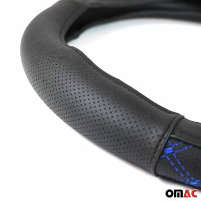 14.5-15.5’’ Steering Wheel Cover Blue Stitch Leather Anti-slip Breathable