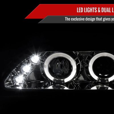 1993-1997 Toyota Corolla Dual Halo Projector Headlights Chrome/Clear Lens