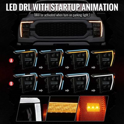 For Ford F-150 2021-2023 Full LED Projector Headlights Sequential DRL Black Smoked Halogen Fit