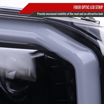 1999-2004 Ford F-250/350/450/550 / Excursion LED Bar Headlights Black/ Smoke