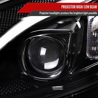 2015-2018 Mercedes-Benz C-Class W205 Signal Projector Headlights Jet Black