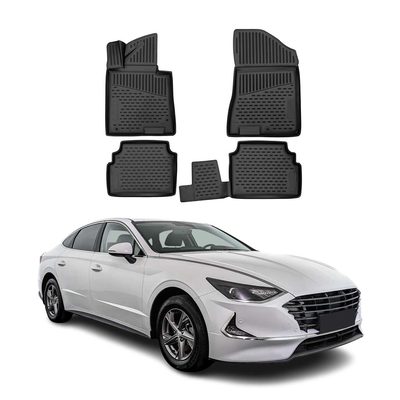 2020-2024 Hyundai Sonata Sedan Floor Mats Liners Full Set All Weather Black