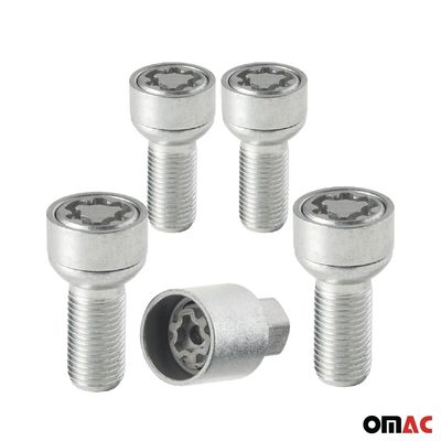 Wheel Lock Kit for Volvo V60 V60 Cross Country M14X1,5 Bolt Silver 4Locks