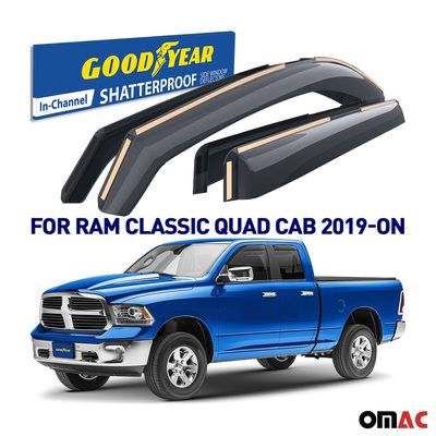 Goodyear Wind Deflectors for Dodge Ram 1500 2019-2025 Quad Cab Shatterproof 4x