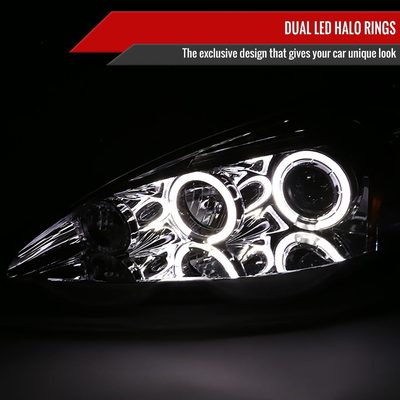 2002-2004 Acura RSX Dual Halo Projector Headlights Chrome Housing/Clear Lens