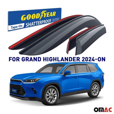 Goodyear Wind Deflectors for Toyota Grand Highlander 2024-2025 Tape-On Smoke 4x