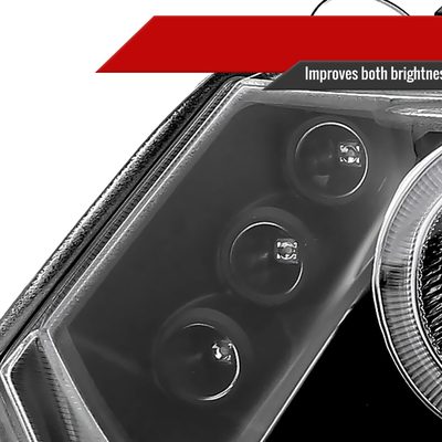 2006-2011 Honda Civic Coupe Dual Halo Projector Headlights Matte Black/Clear