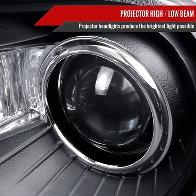 2005-2010 Chrysler 300 Projector Headlights w/LED Light Strip Matt Black/Clear
