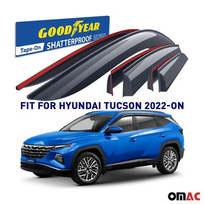 Goodyear Wind Deflectors for Hyundai Tucson 2021-2025 Tape-On Premium Smoke 6x