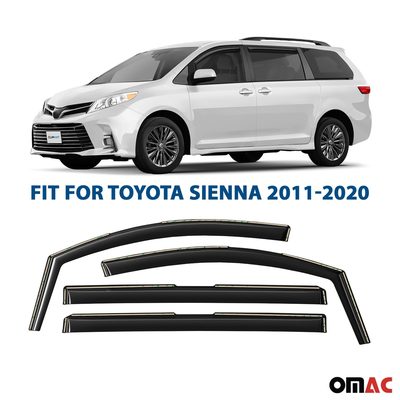 Clim Art Wind Deflectors for Toyota Sienna 2011-2020 Shatterproof Dark Smoke 4x