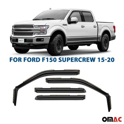 Clim Art Wind Deflectors for Ford F150 2015-2020 SuperCrew Shatterproof 4 Pcs