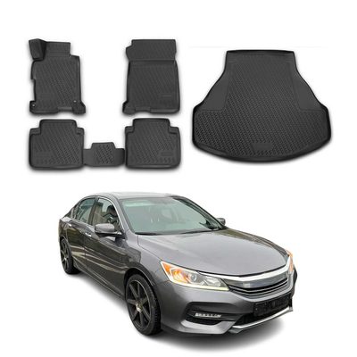 2013-2017 Honda Accord Floor Mats & Cargo Liner Full Set All Weather Black