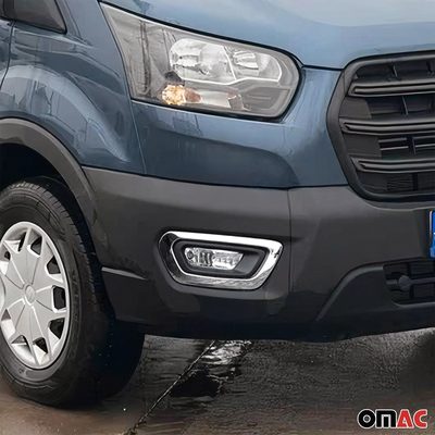 2021-2026 Ford Transit Fog Light Lamp Bezel Cover Stainless Steel Silver 2 Pcs