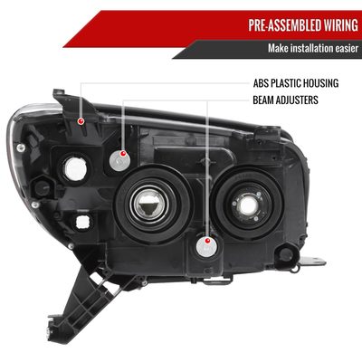 2006-2009 Toyota 4Runner SR5 Limited Projector Headlights Matt Black/Clear