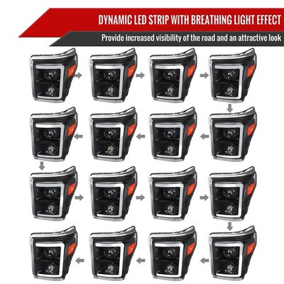 2011-2016 Ford F-250 F-350 F-450 F-550 LED CBar Projector Headlights Black